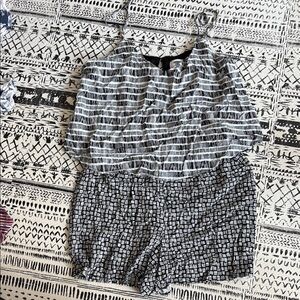 Stylish navy and white romper